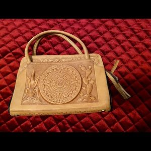 Vintage carved leather Mexican handbag